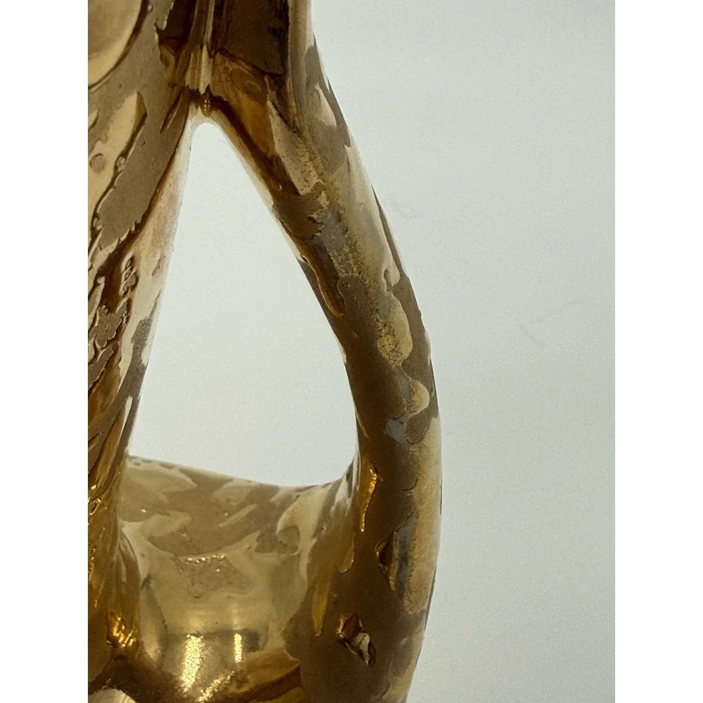 24  KT Weeping Gold Textured Ceramic Vase Glossy‎ Finish Made in U.S.A.